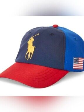 Polo US Open Ball Boy Big Pony Ralph Lauren Baseball Cap Strapback Hat Navy Blue